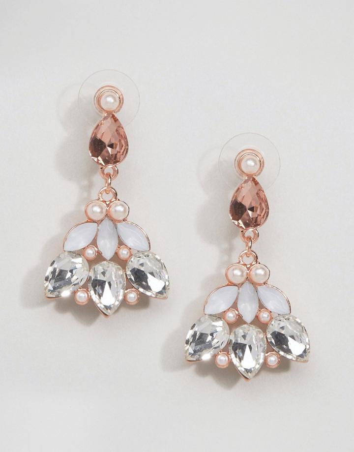 Johnny Loves Rosie Rose Cluster Statement Earrings - Gold