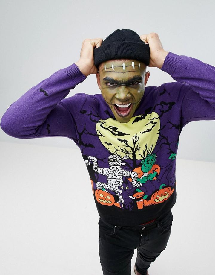 Asos Halloween Monster Sweater - Multi
