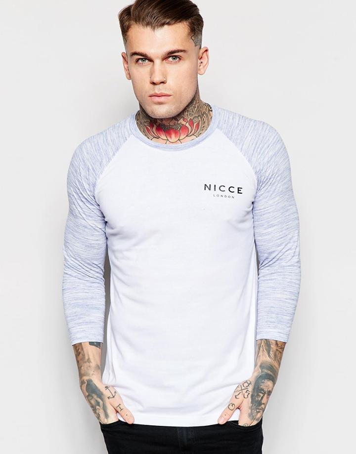 Nicce London 3/4 Sleeve Raglan T-shirt - White
