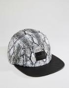 Asos 5 Panel Cap With Snakeskin Print - Gray