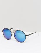 Jeepers Peepers Aviator Sunglasses With Blue Lens - Black