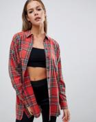 Asos Design Plaid Check Boyfriend Shirt - Multi