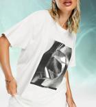 Asyou Oversized T-shirt With Lips Graphic In White