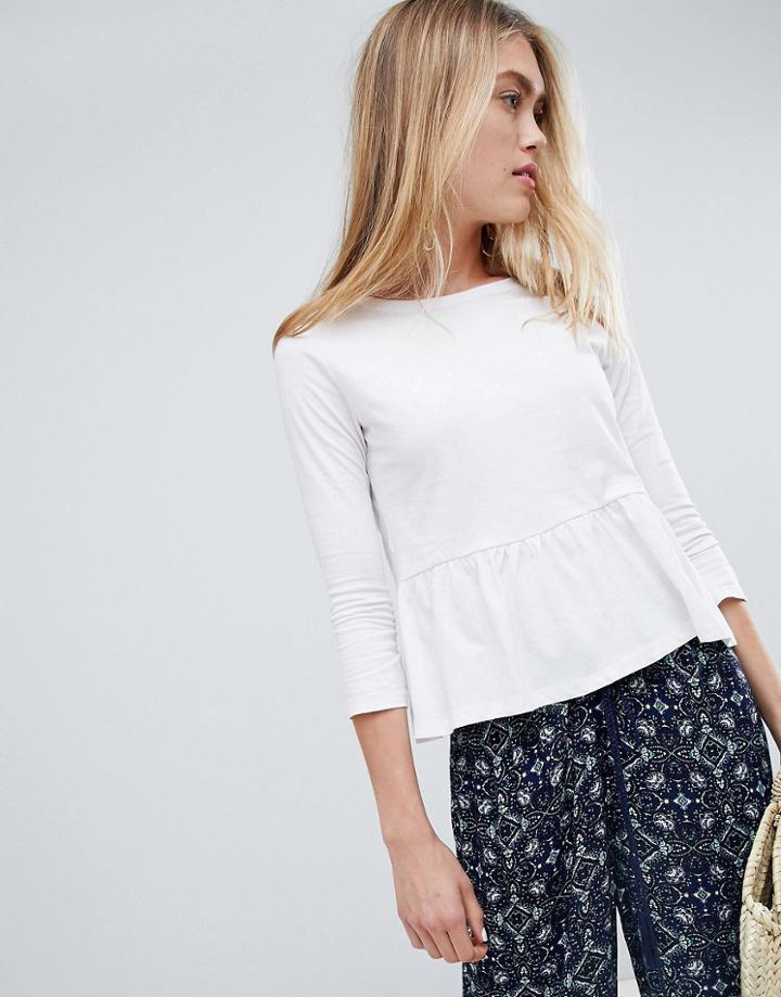Brave Soul Theresa Frill Hem Top - White
