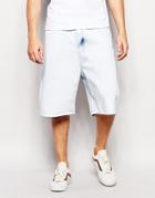 Asos Denim Shorts In Oversized Shape - Bleach Blue