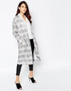 Oh My Love Long Duster Jacket In Geo Haze Print - Geo Haze