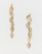 Asos Design Earrings With Leaf Pendants In Gold Tone - Gold