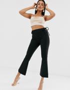 Asos Design Cropped Kickflare Pants With Lace Up Detail