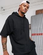 Asos Design Two-piece Oversized Short Sleeve Hoodie In Black With 3d Embroidered Dark Future Logo - Black