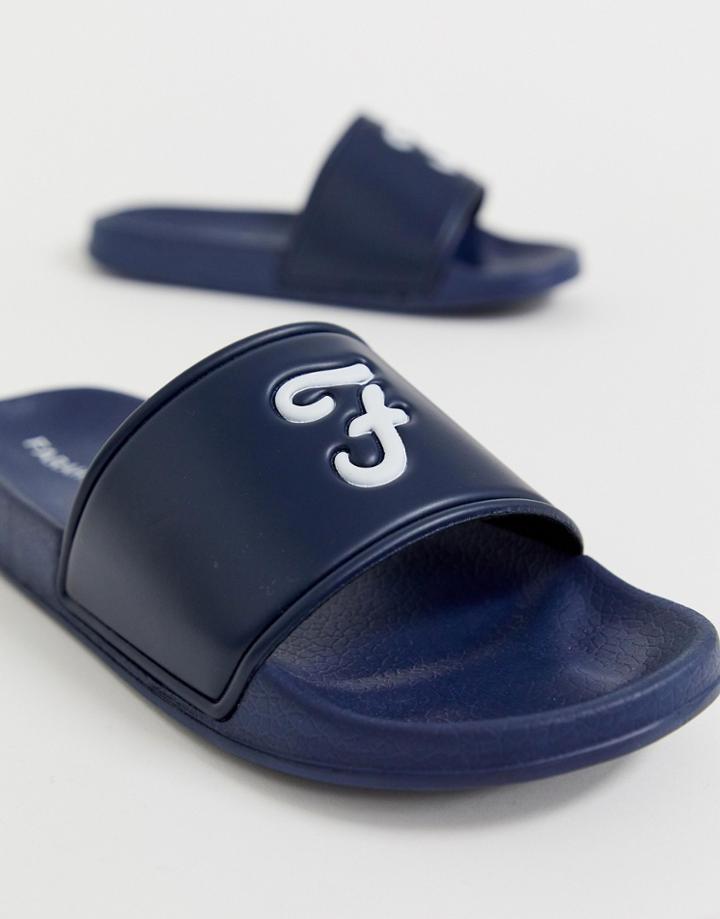 Farah Logo Slides In Navy - Navy