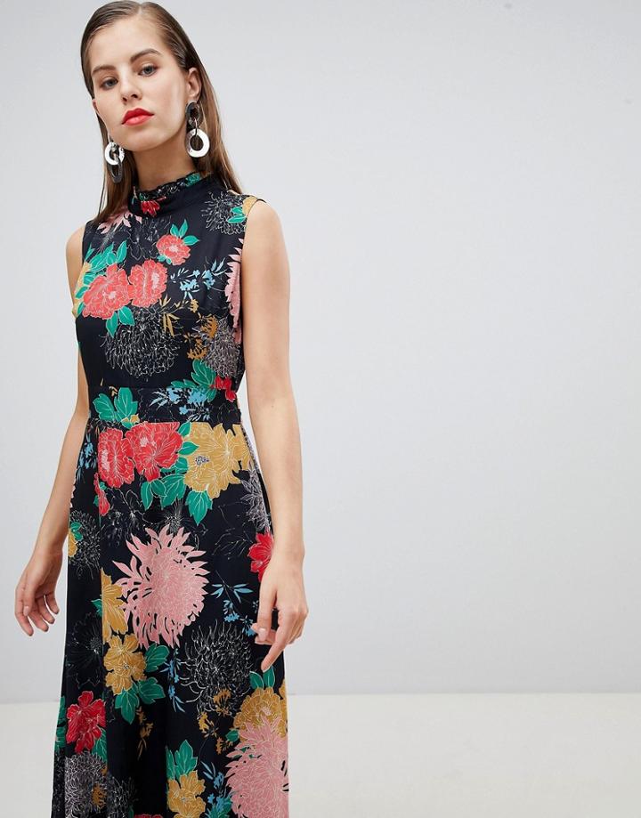 Uttam Boutqiue High Neck Floral Belted Maxi Dress - Multi