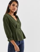 Vila Button Through Waist Detail Blouse-multi