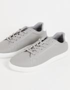 Brave Soul Lace-up Sneakers With Contrast Back Panel In Gray
