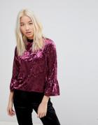 B.young Fluted Sleeve Velvet Top - Red