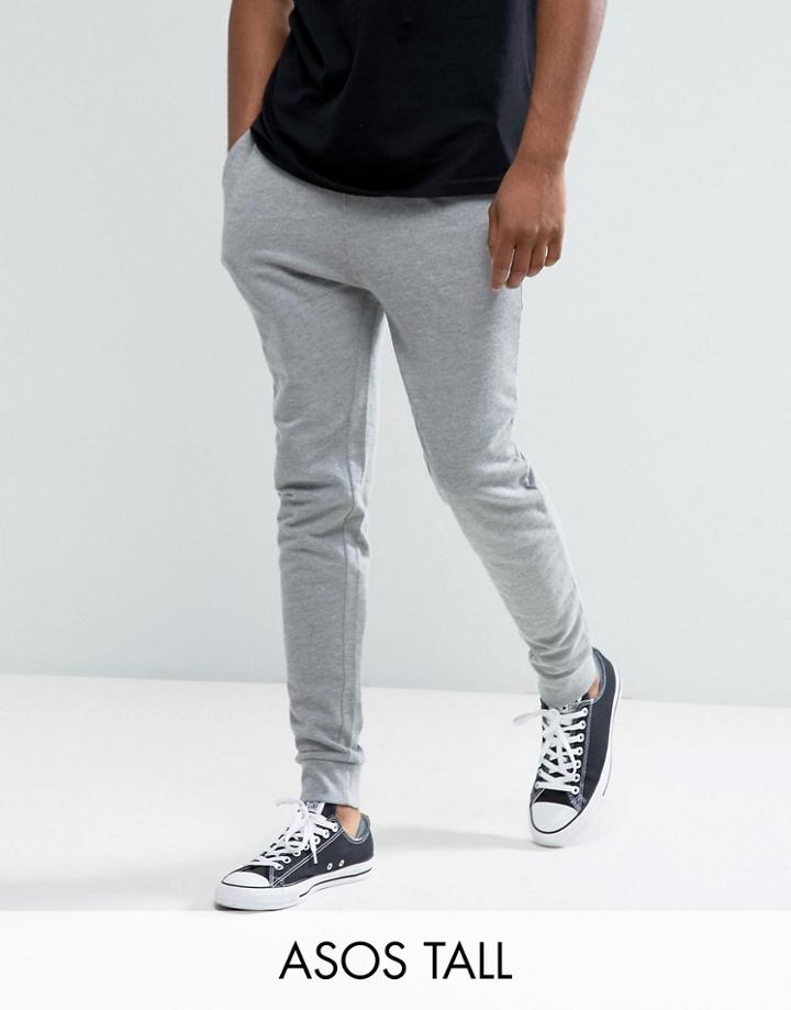 Asos Tall Skinny Jersey Joggers In Gray Marl - Gray