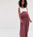 Asos Design Maternity Shirred Waist Maxi Skirt - Red