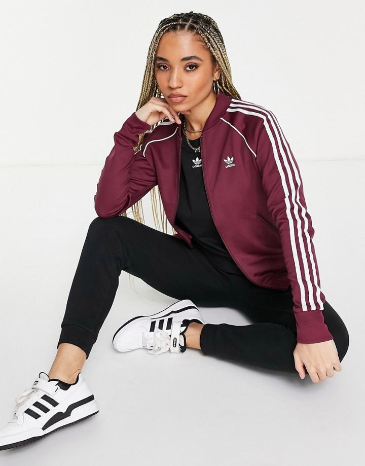 Adidas Originals Adicolor Three Stripe Track Top In Crimson-red