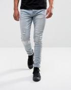 Allsaints Ine Cigarette Jeans In Skinny Fit With Rips - Blue