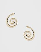Asos Design Hoop Earrings In Hammered Swirl Design In Gold Tone - Gold