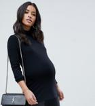 Asos Design Maternity Turtleneck Long Sleeve Top In Black - Black