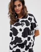 Asos Design Mix & Match Cow Print Pyjama Tee - Multi