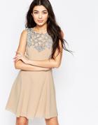 Liquorish Fit And Flare Dress With Embellished Yoke