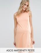 Asos Maternity Petite Shift Dress With Scallop Detail - Pink