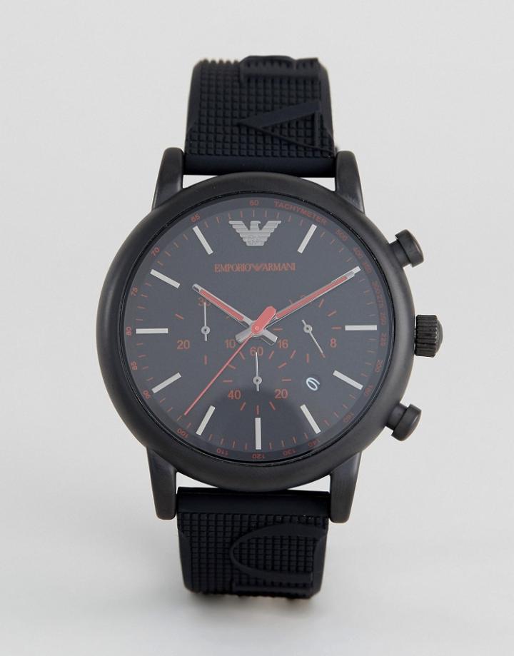 Emporio Armani Ar11024 Silicone Watch In Black - Black