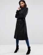 Asos Longline Classic Trench Coat - Black