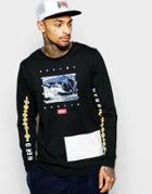 Hero's Heroine Long Sleeve T-shirt With Multi Print - Black