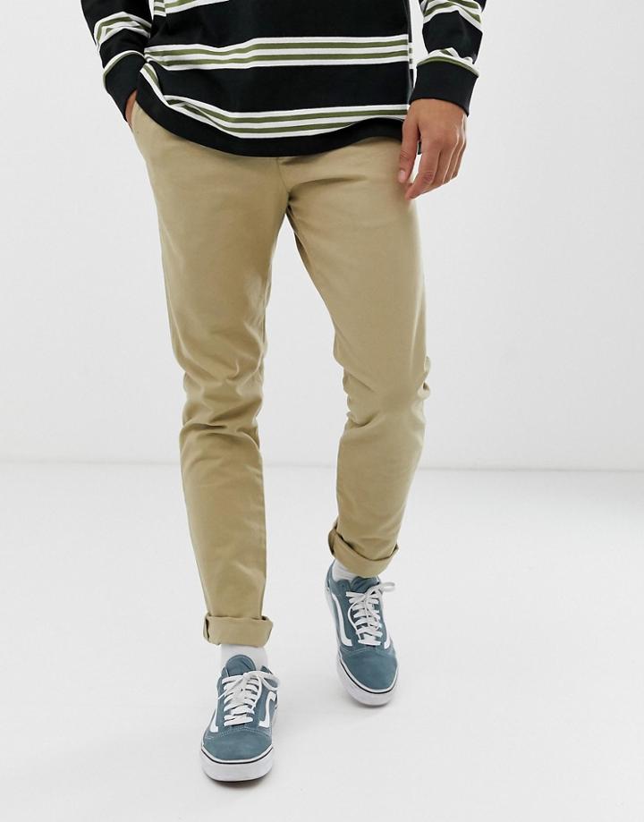 Weekday Wood Chinos In Beige-gray