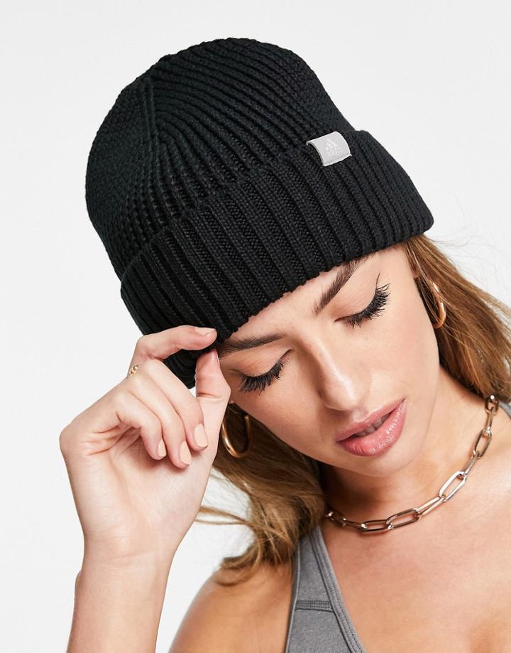 Adidas Cuffed Logo Beanie In Black