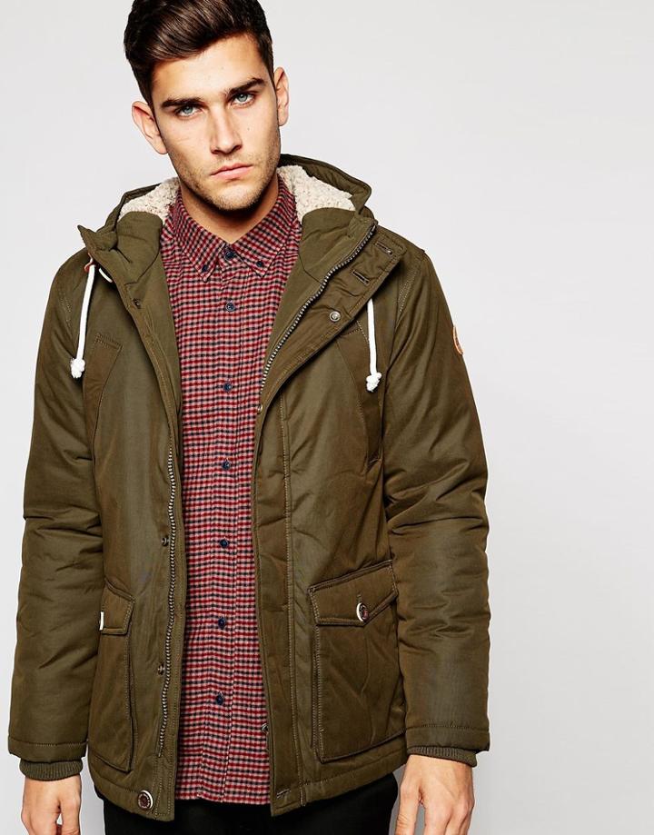 Esprit Parka With Fleece Lined Hood - Green
