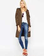 Asos Trench Coat In Cocoon Fit - Brown