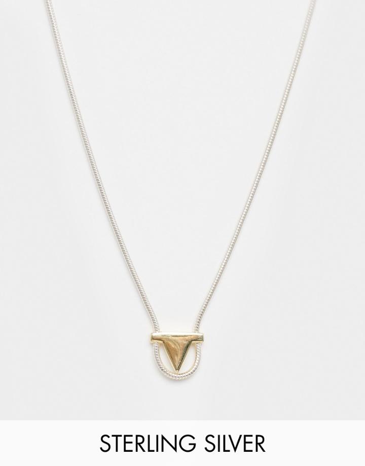 Asos Sterling Silver Triangle Pendant Necklace - Silver