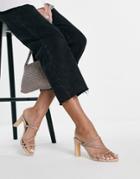 Forever New Diamante Heeled Mules In Champagne-gold