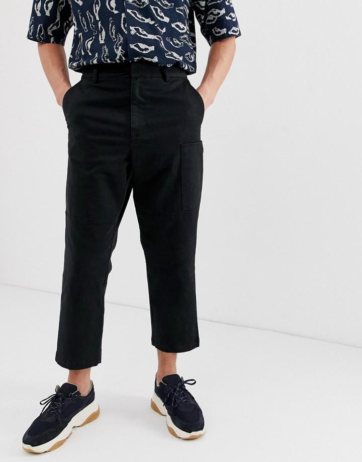 Asos White Cargo Pants In Black Heavyweight Twill - Black