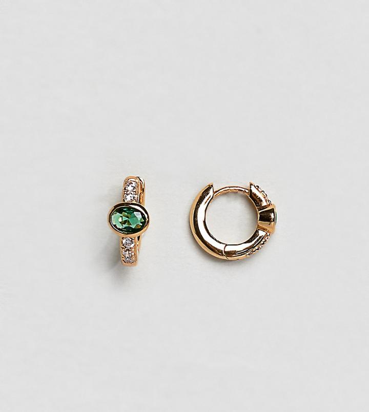 Orelia Gold Plated Pave Huggie Hoop With Jet Stone - Gold