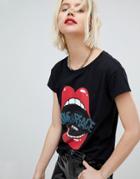 Love Moschino Mouth Print T-shirt - Black