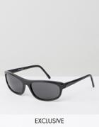 Reclaimed Vintage Inspired Square Wrap Sunglasses In Black - Black