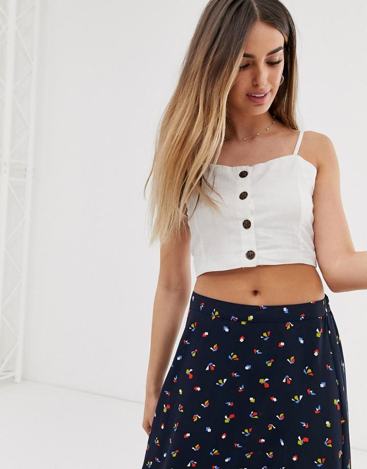 Jdy Linen Crop Cami Top - White