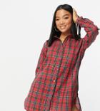 Missguided Petite Shirt Dress In Red Plaid