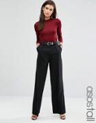 Asos Tall Wide Leg Pants With Pleat Detail - Black