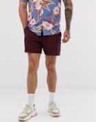 Asos Design Shorter Cargo Shorts In Plum-purple