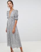 Keepsake Belong Textured Spot Midi Dress-multi
