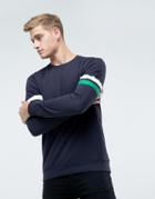 Only & Sons Plus Sweatshirt With Multi Arm Stripe - Navy
