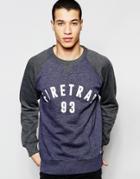 Firetrap Contrast Raglan Sleeve Crew Neck Sweater - Navy