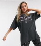 Reclaimed Vintage Inspired Oversized T-shirt With Logo Print-black