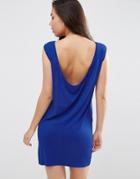 Asos Sleeveless Mini Dress With Cowl Back - Blue