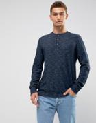 Abercrombie & Fitch Long Sleeve Top Slim Fit Henley In Navy - Navy